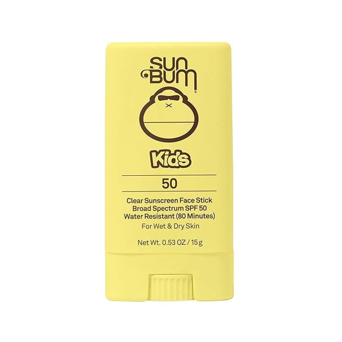 Sun Bum Kids SPF 50 Clear Face Stick Sunscreen - Wet or Dry Skin Application Broad Spectrum Sunscreen with Vitamin E - Hawaii Act 104 Compliant (Without Octinoxate & Oxybenzone) - Travel Size 0.53 oz