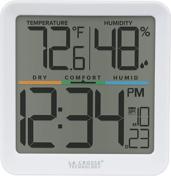 La Crosse Technology 302-1408-TBP Indoor Comfort Meter with Time & Date