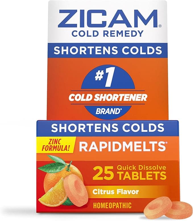 Zicam Zinc Cold Remedy RapidMelts,Citrus Flavor, Homeopathic, Pre-Cold Medicine, Shortens Cold Duration, 25 Count