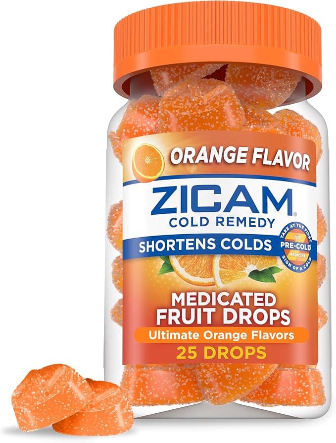 Zicam Cold Remedy Zinc Medicated Fruit Drops, Ultimate Orange, 25 Count (Pack of 1)