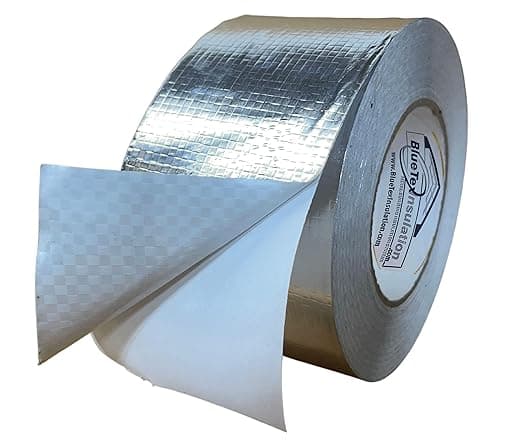 BlueTex Insulationㅤ HVAC Aluminum Foil Tape 3 inch x 150 ft (6 mil), Professional Grade Silver Duct Tape Metallic, Tear-Proof HVAC Tape, Heavy Duty, for Ductwork, Dryer Vent & Insulation - 1 Roll